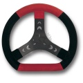 STEERING WHEEL COVERED WITH CHAMOIS LEATHER, BLACK/RED COLOURS