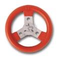 STEERING WHEEL COVERED WITH IMITATION LEATHER, DIAM.250mm, IN RED COLOUR